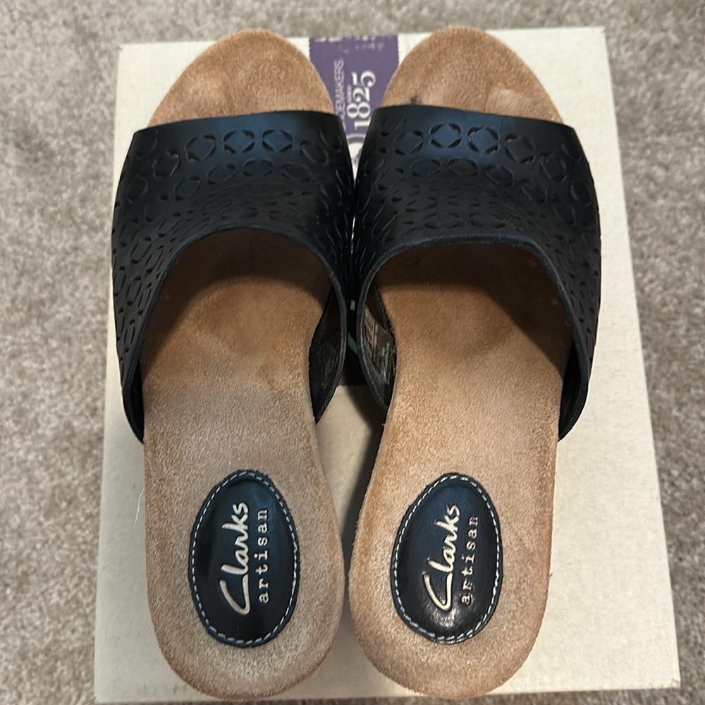 Clarks Women's Black Slide Sandals Caslynn Dylan Size 8